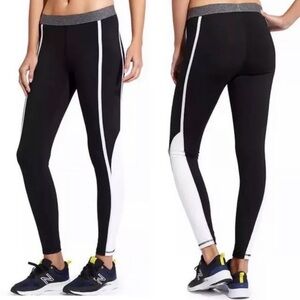 Derek Lam 10C X Athleta Black White Full Length Leggings Athletic Pants size L